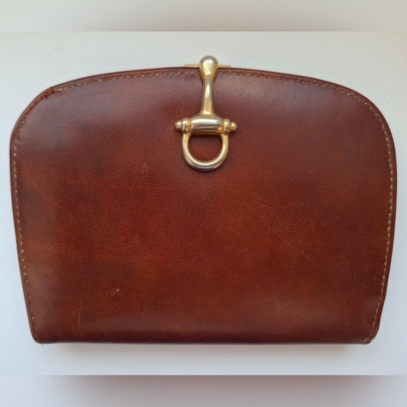 Vintage Smooth Italian Leather Equestrian Wallet in Brown, Bit Bridle Closure - Picture 1 of 11